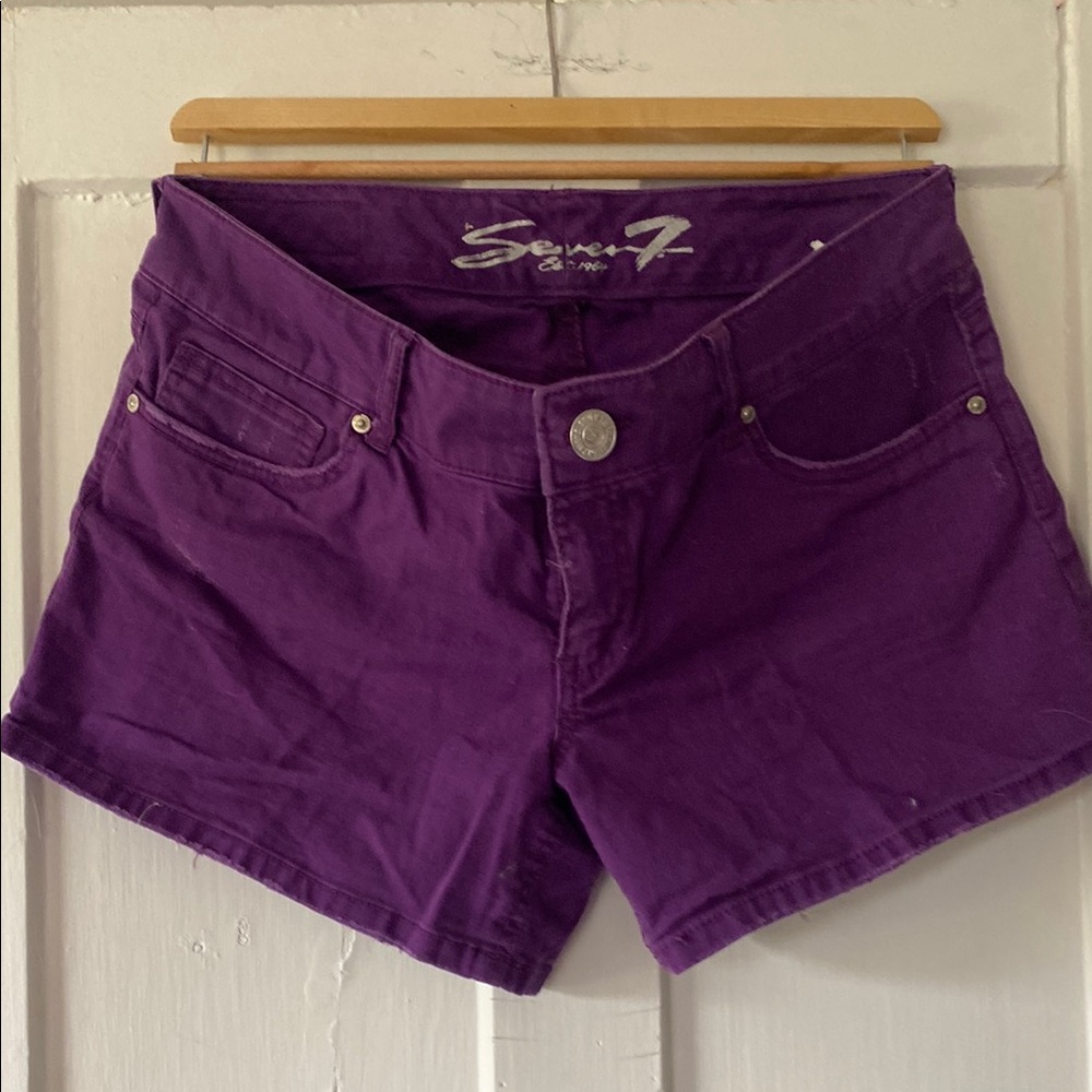 Seven7 Purple Jean Shorts with Frayed Hem